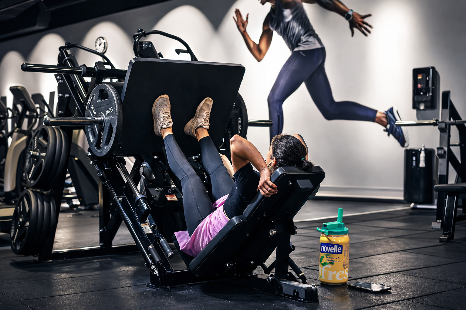Can with a CAN BUDDY lid on the gym floor while people train